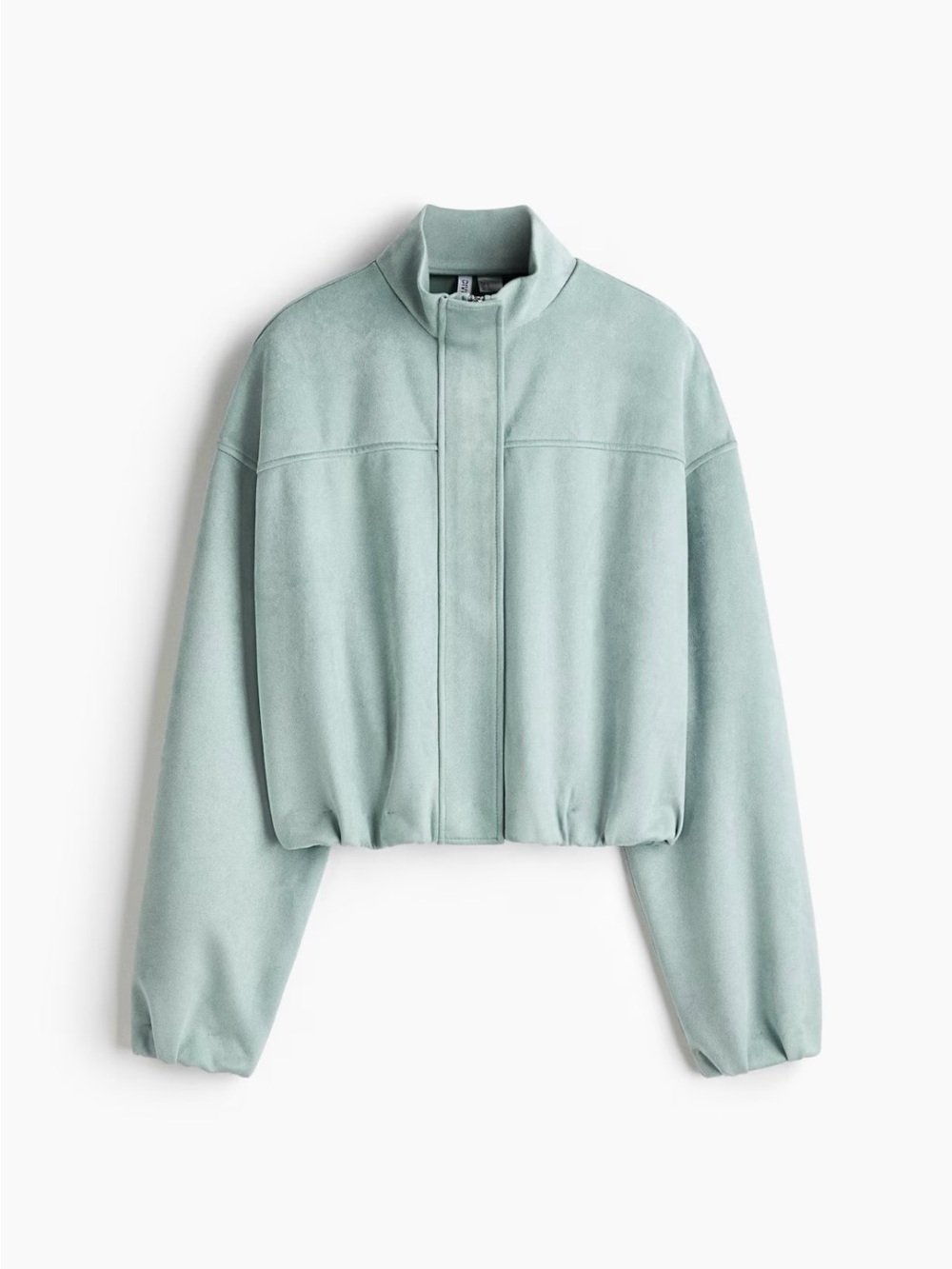 H&M Cropped Mock-Neck Jacket in Mint Green